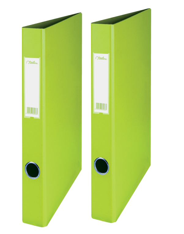 Pack of 2 Treeline A4 2-Ring Ringbinders Ring Binder Files – Lime Green