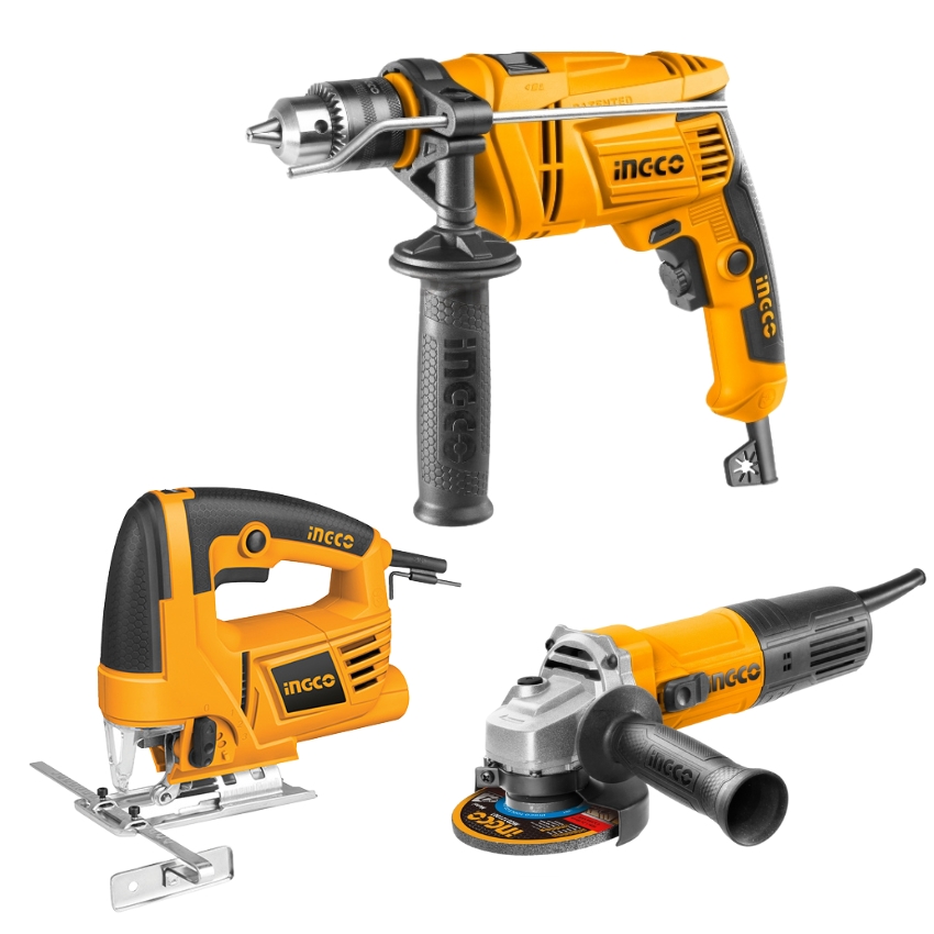 Ingco – Impact Drill – 810w with Angle Grinder (750W) and Jig Saw 570W