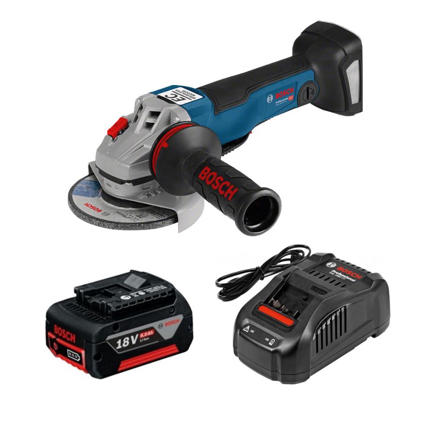 Bosch – Cordless 18V Angle Grinder 1000W, 6.0Ah Battery and Charger
