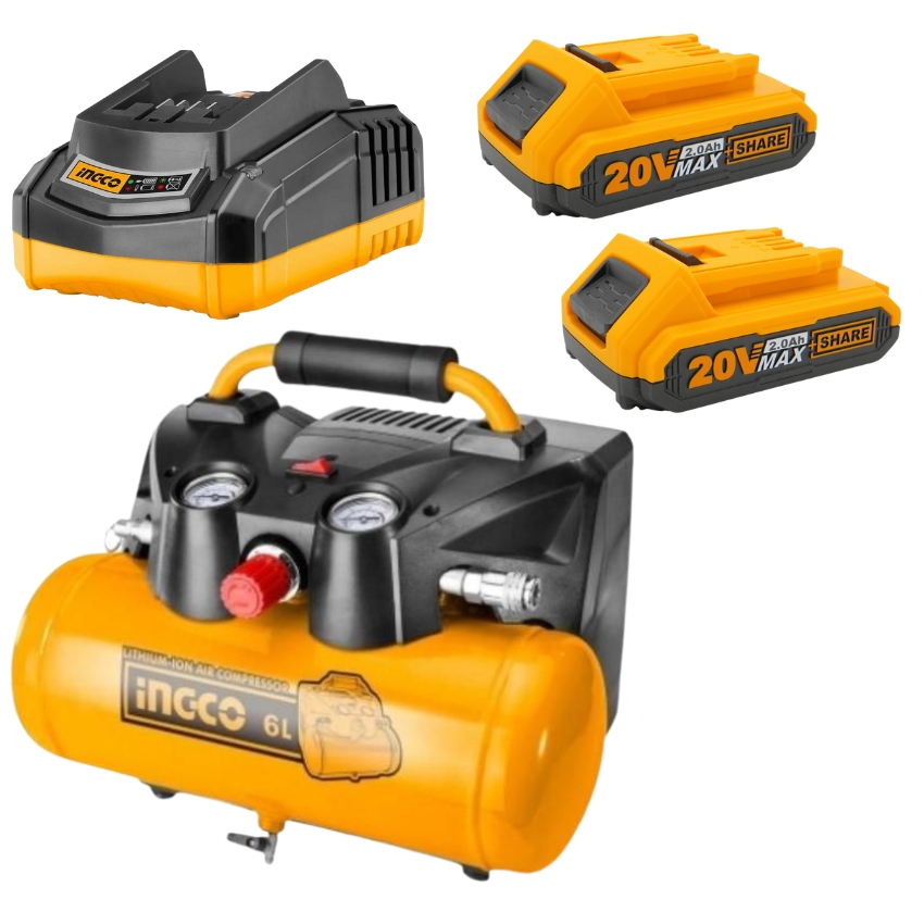 INGCO – Air Compressor with Charger & 2 X 2.0Ah Battery Pack