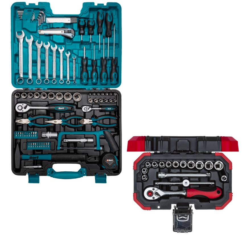 Bort – Mechanics DIY Set – 90 Pieces with Gedore Socket Set – 16 Piece
