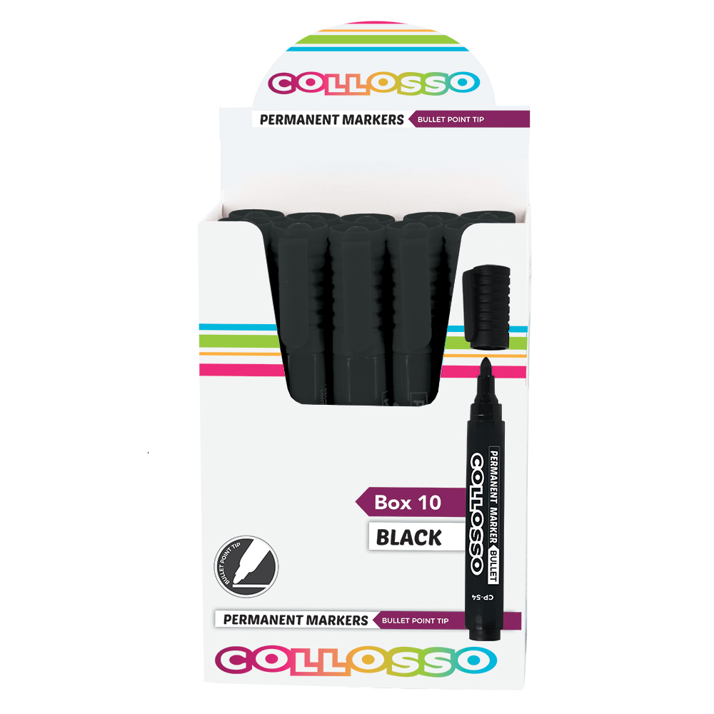 Collosso Permanent Markers Black – Box of 10