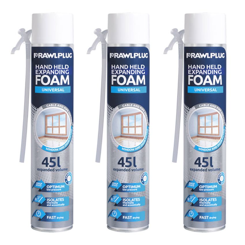 Rawlplug – Hand Held Expanding Polyurethane Foam – 750ml – Pack of 3