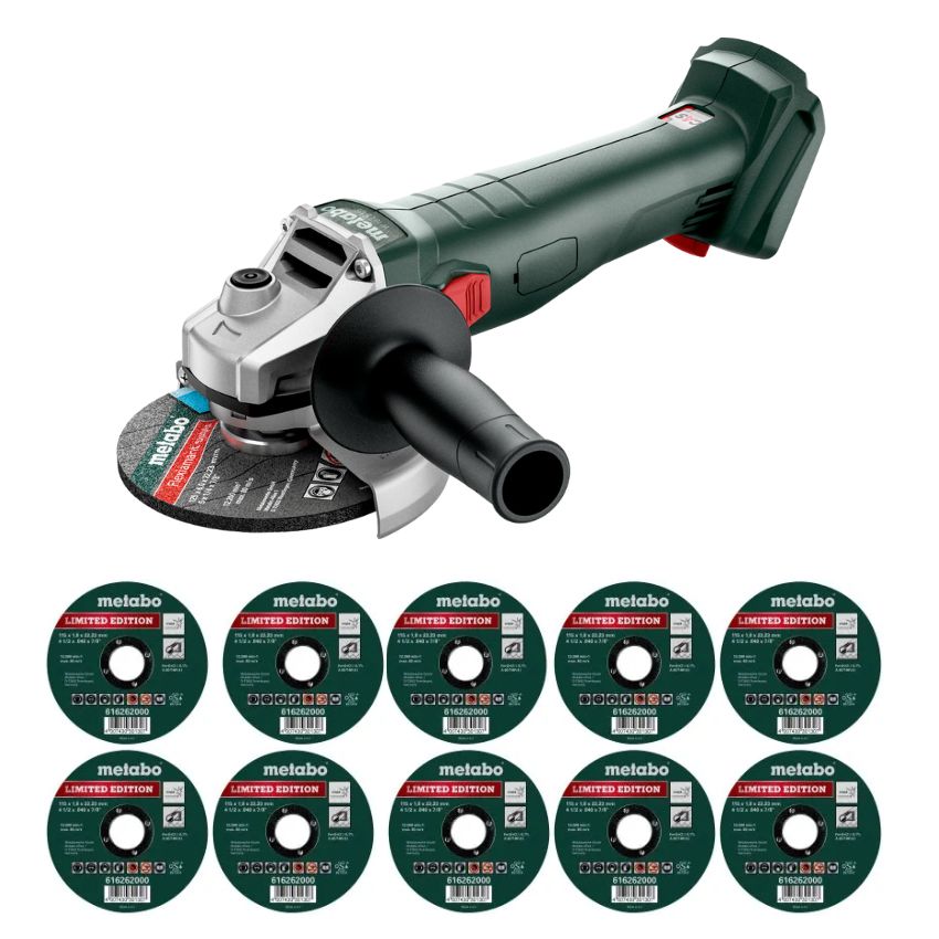 Metabo – Cordless Angle Grinder 18V with 10 Cutting Disc – 115×1.0x22.23mm