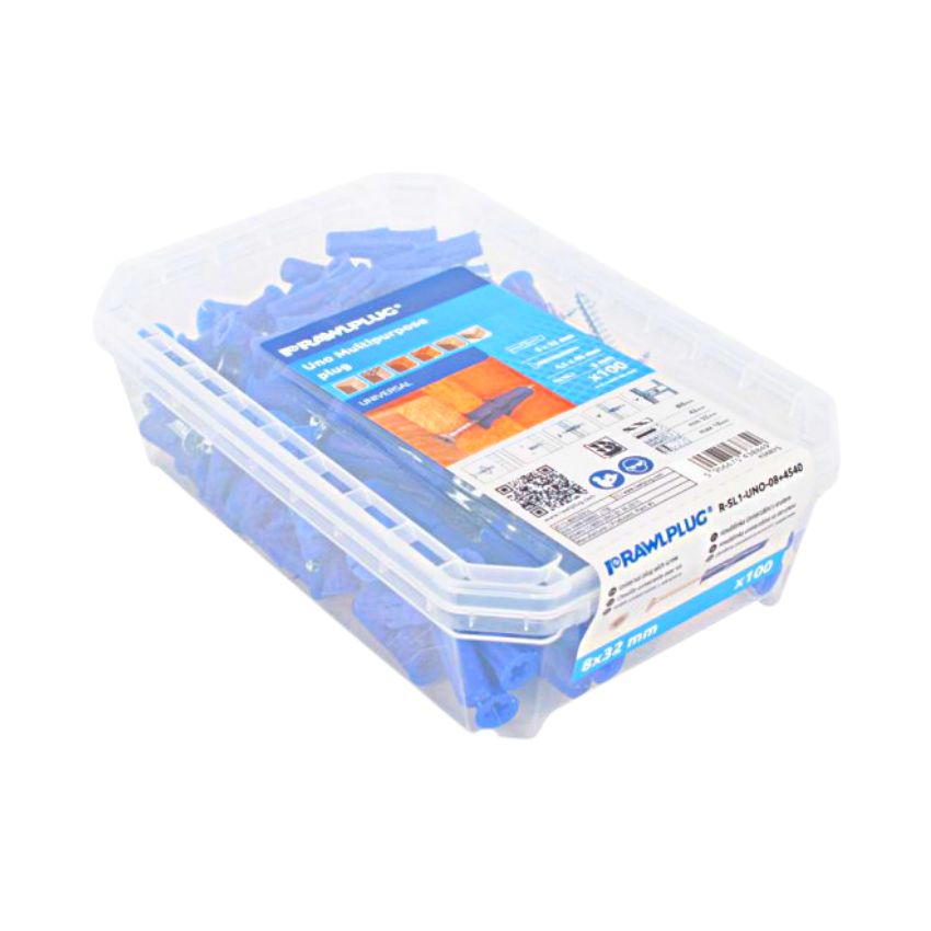 Rawlplug – Uno Multipurpose Plug 8x32mm – 100 Piece Per Tub