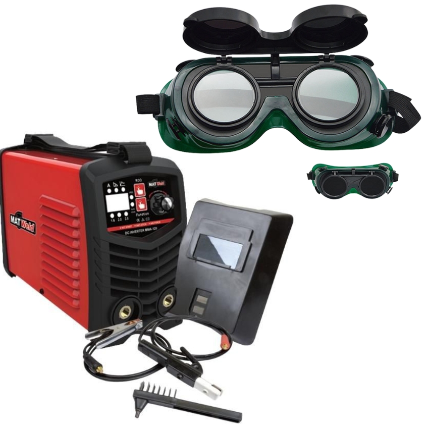 Matweld – Synergic Welder Inverter – 120A with Welding Goggles Flip Front