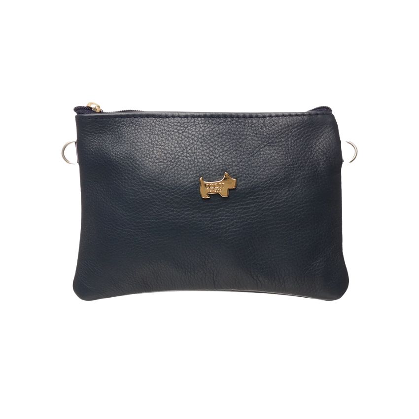 The Sassy – Leather Crossbody and Mobile Phone Sling (Navy + Brown Strap)