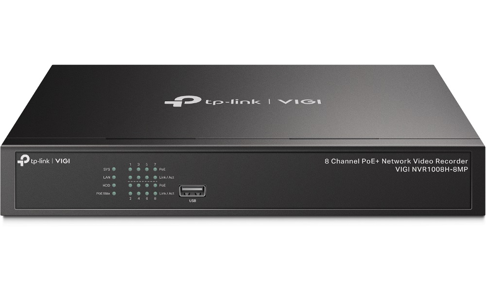 TP-Link VIGI NVR1008H-8MP 8-Channel PoE+ Network Video Recorder
