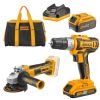 Ingco – Cordless Drill (20V) with Angle Grinder and Battery 5.0AH and Bag Ingco – Cordless Drill (20V) with Angle Grinder and Battery 5.0AH and Bag