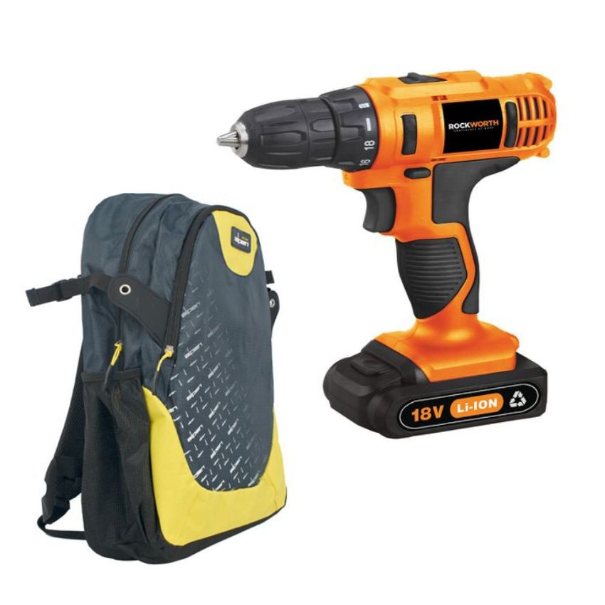Rockworth – 18V Cordless Drill Combo with Alpen Rucksack Back Pack