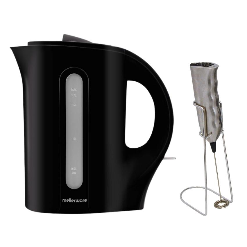 Mellerware – “Tugela” 1.7L Corded Kettle and Milk Frother – Black