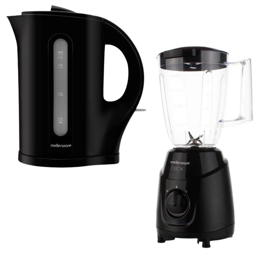 Mellerware – “Tugela” 1.7L Cordless Kettle and 1L 300W Jug Blender – Black
