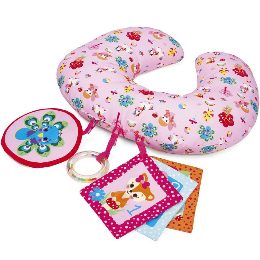 Chicco – Tummy Time Fantasy Forest Activity Cushion with Rattles – Pink
