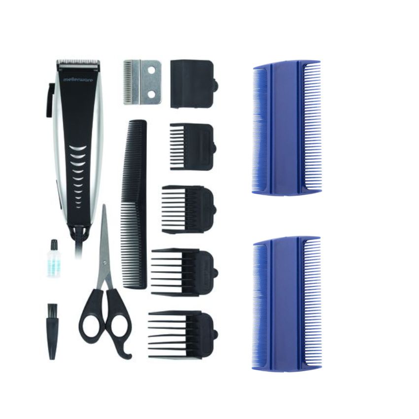 Mellerware – “Swift” 12 Piece Set Hair Clipper with Fine Tooth Combs Set