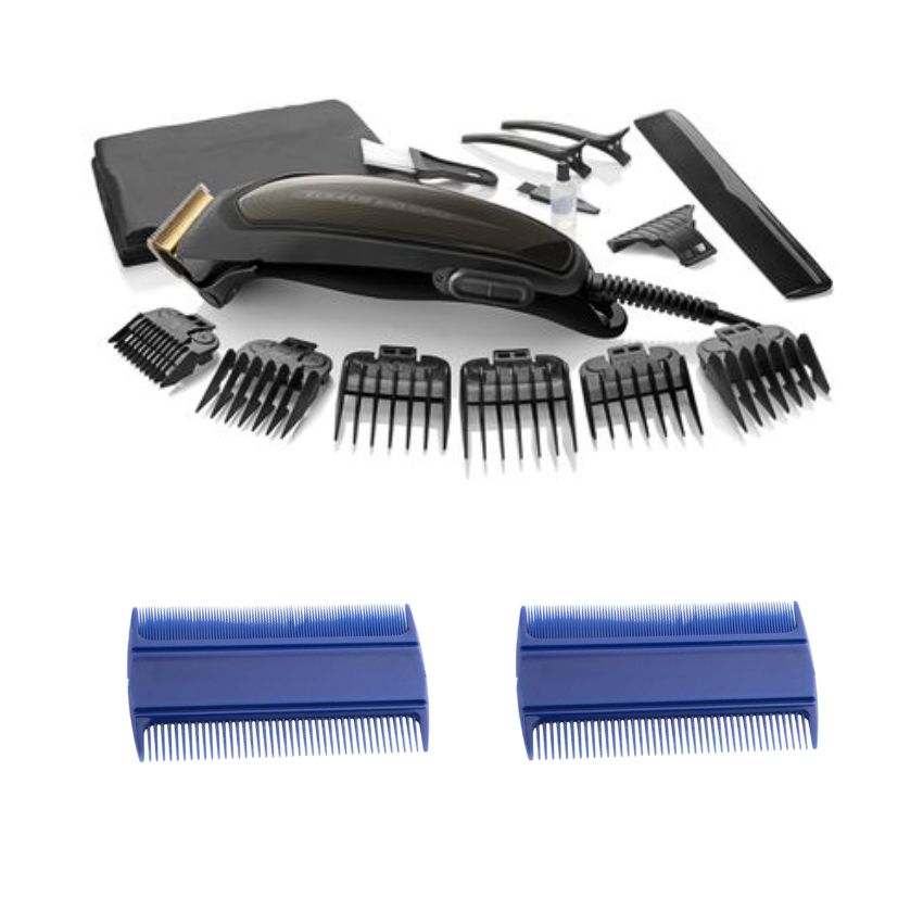 Taurus – Hair Clipper 16 Piece Set Black 6W with Fine Tooth Combs Set