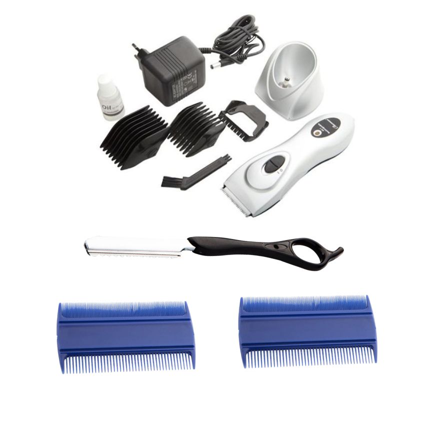 Burman – Rechargeable Clipper, Fine Tooth Combs & Cut Throat Carrier