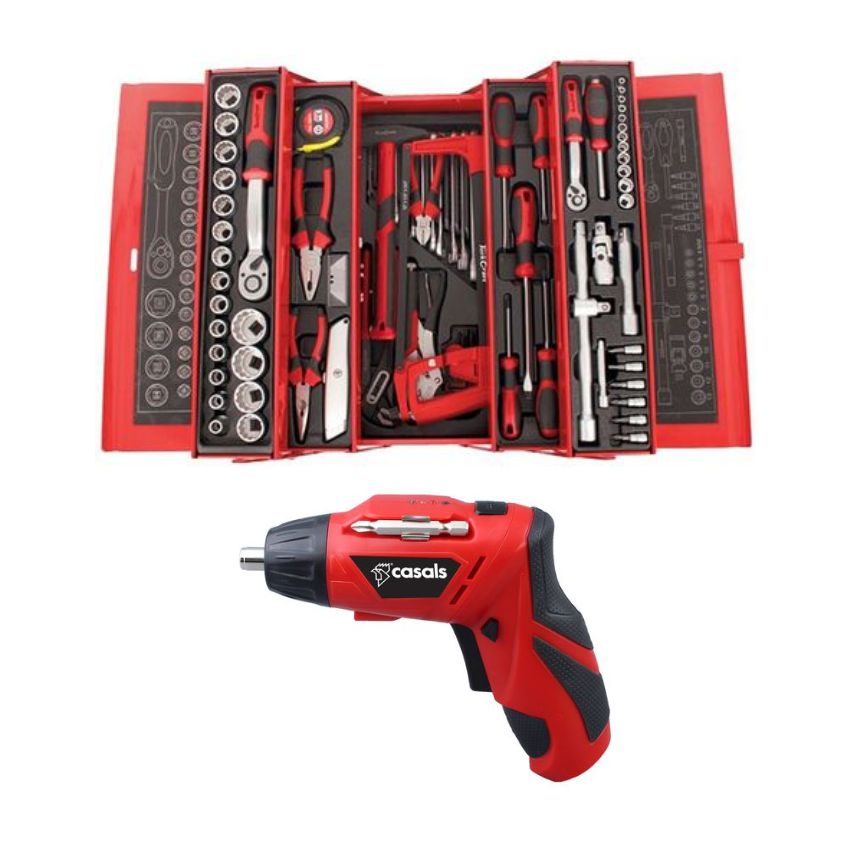 Tork Craft – 88 Piece Tradesman Tool Box & Cordless Screwdriver 12 Pce Set