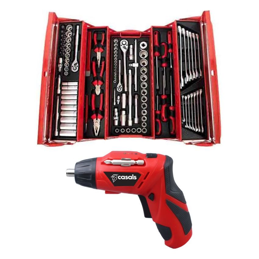 TorkCraft – 172 Piece Mechanic Tool Box & Cordless Screwdriver 12 Pce Set