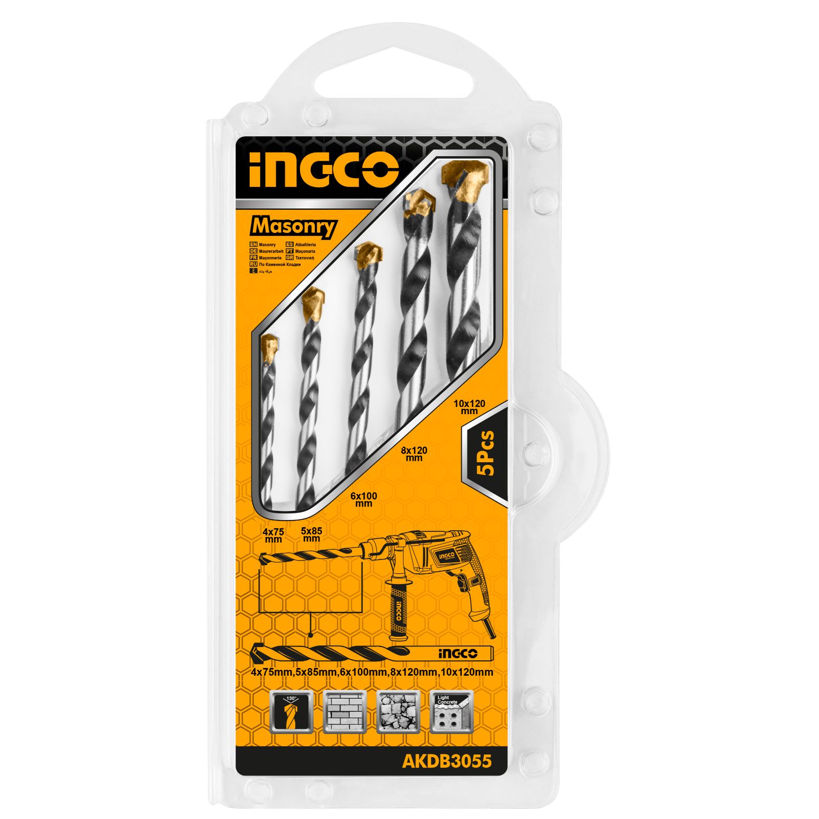 Ingco – 5 Piece Masonry Drill Bits Set