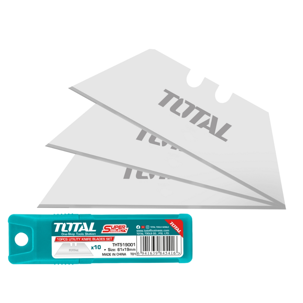 Total Tools – Utility Knife Blades 61x19mm – 10 Pieces