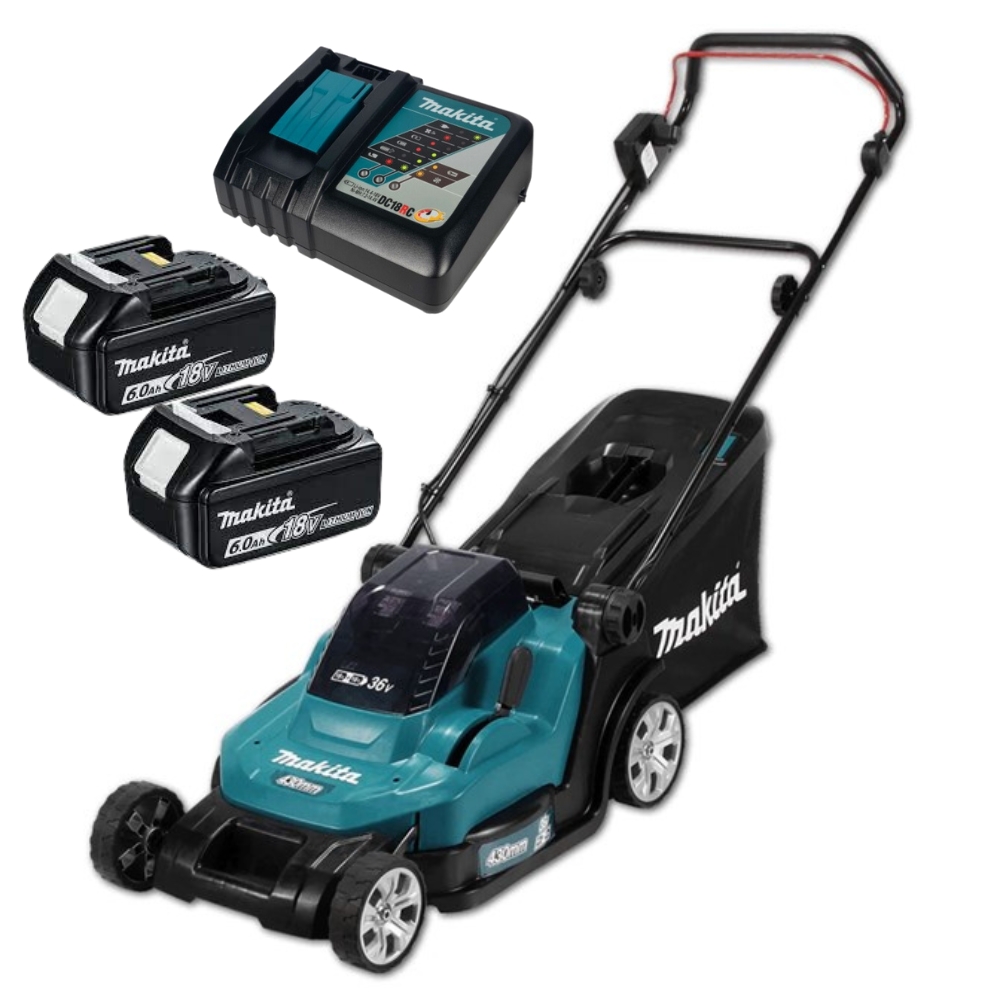 Makita – Cordless Lawn Mower with Charger and 2 x 6.0Ah Battery