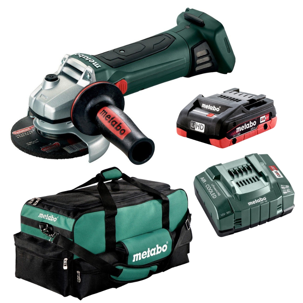 Metabo – Angle Grinder W 18 LTX 125(602174890)/ 4.0Ah Battery,Charger & Bag