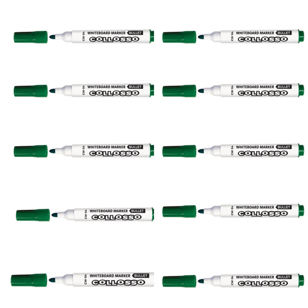Collosso – Green Whiteboard Markers Bullet Point , Box of 10