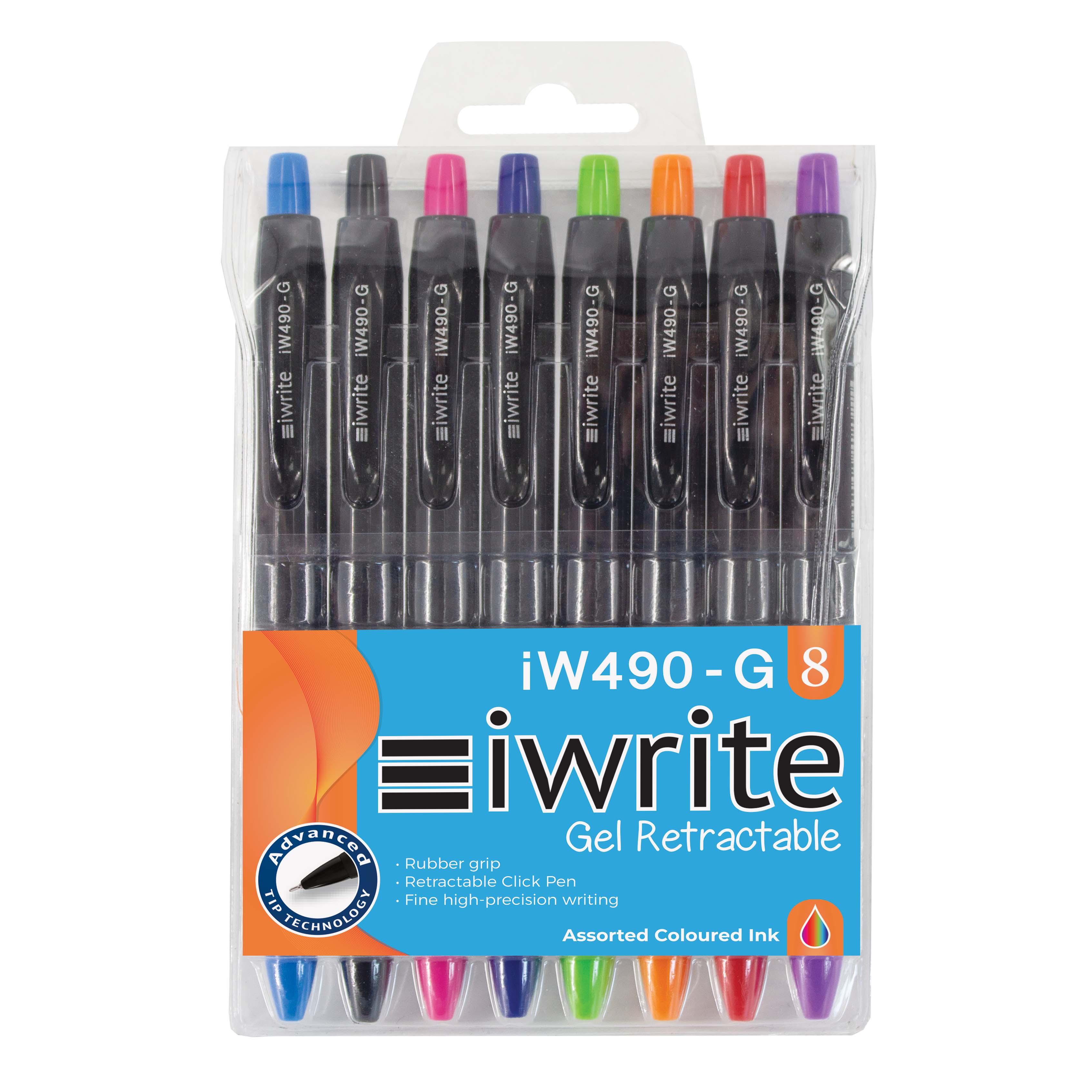 iWrite – Retractable Gel Pens (0.5 mm) Wallet of 8