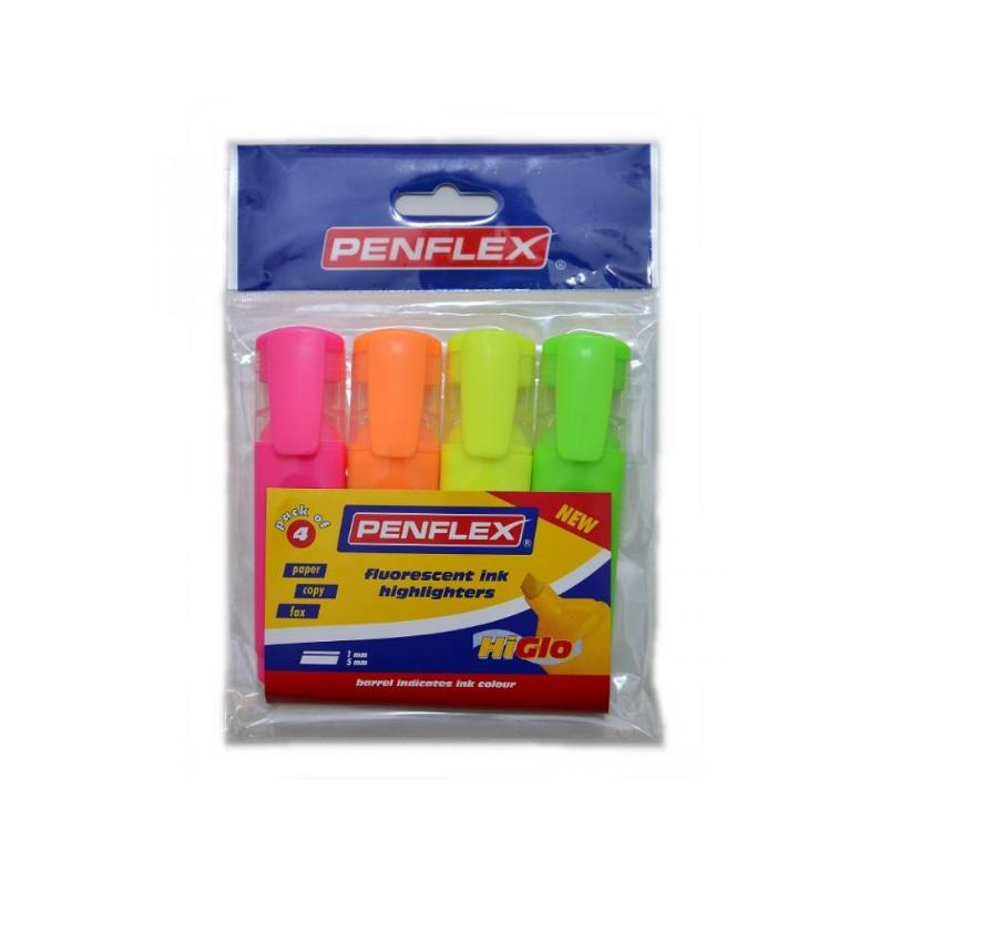 Penflex – Highlighters Wallet of 4 ( 1.5 mm) Chisel Tip