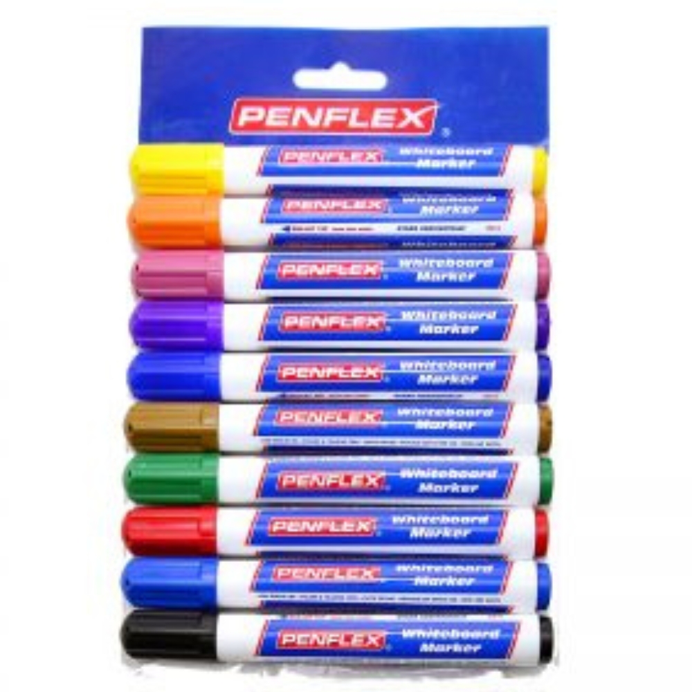 Penflex – Assorted Whiteboard Markers , Wallet of 10
