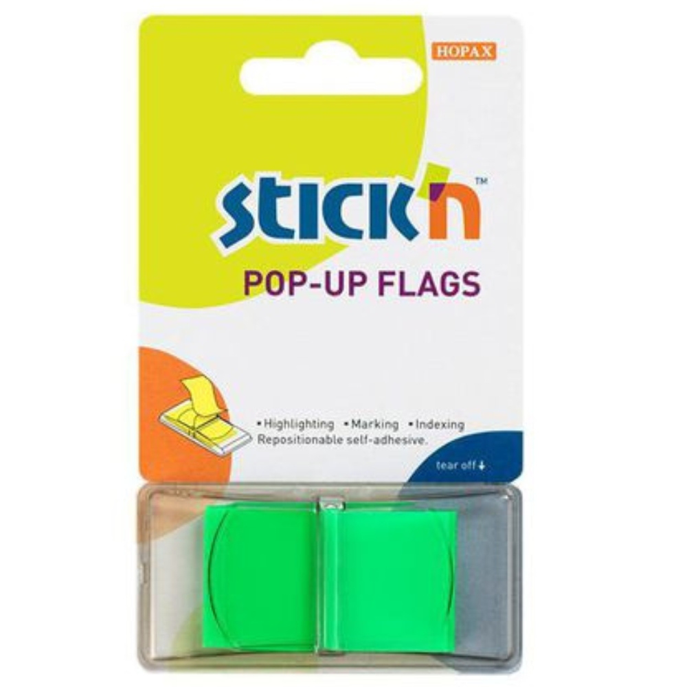 Stick’n – Pop Up Flags Neon Lime (45 x 25mm) , 50 sheets per pad Box12