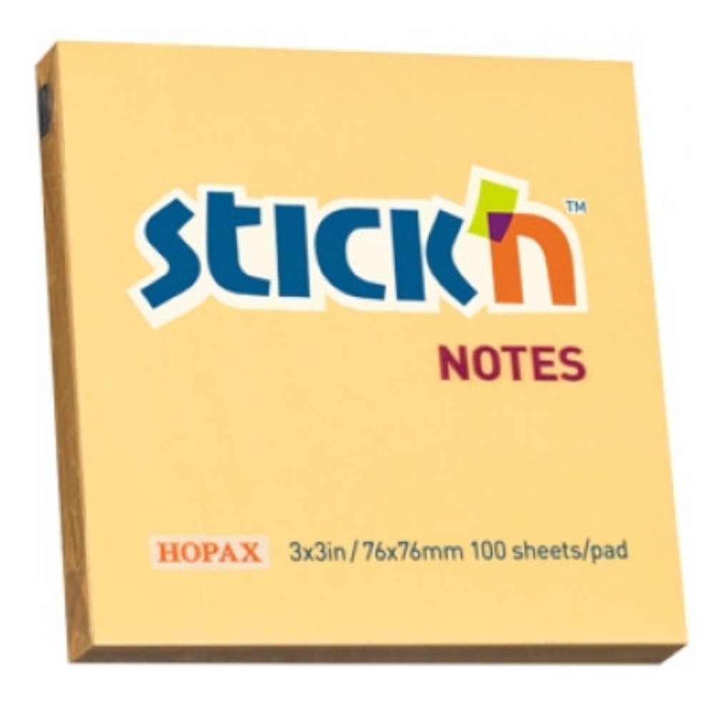 Stick ‘n – Notepad Pastel Orange(76mm x 76mm), 100 Sheets Pack 12