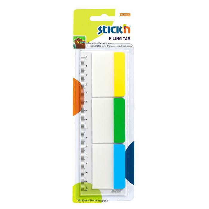 Stick’n – Filing Tabs Repositionable , 3 Solid Colours (37 x 50mm)