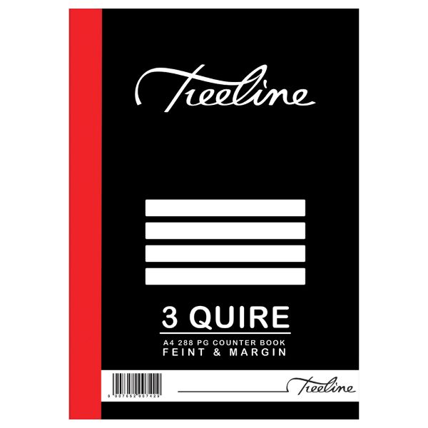 Treeline – A4 Counter Book 3 Quire Feint And Margin, 288 Pages