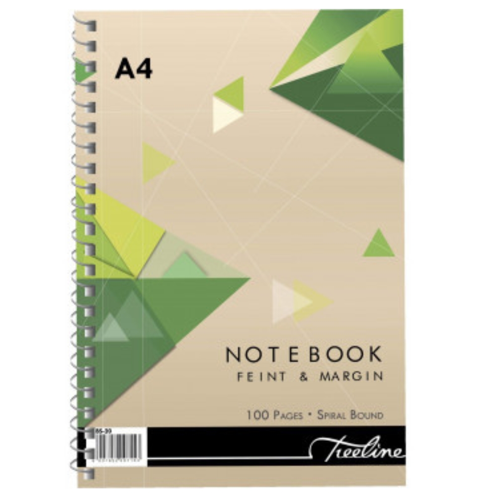 Treeline – Note Book A4 Side Bound Feint And Margin , 100 Pages