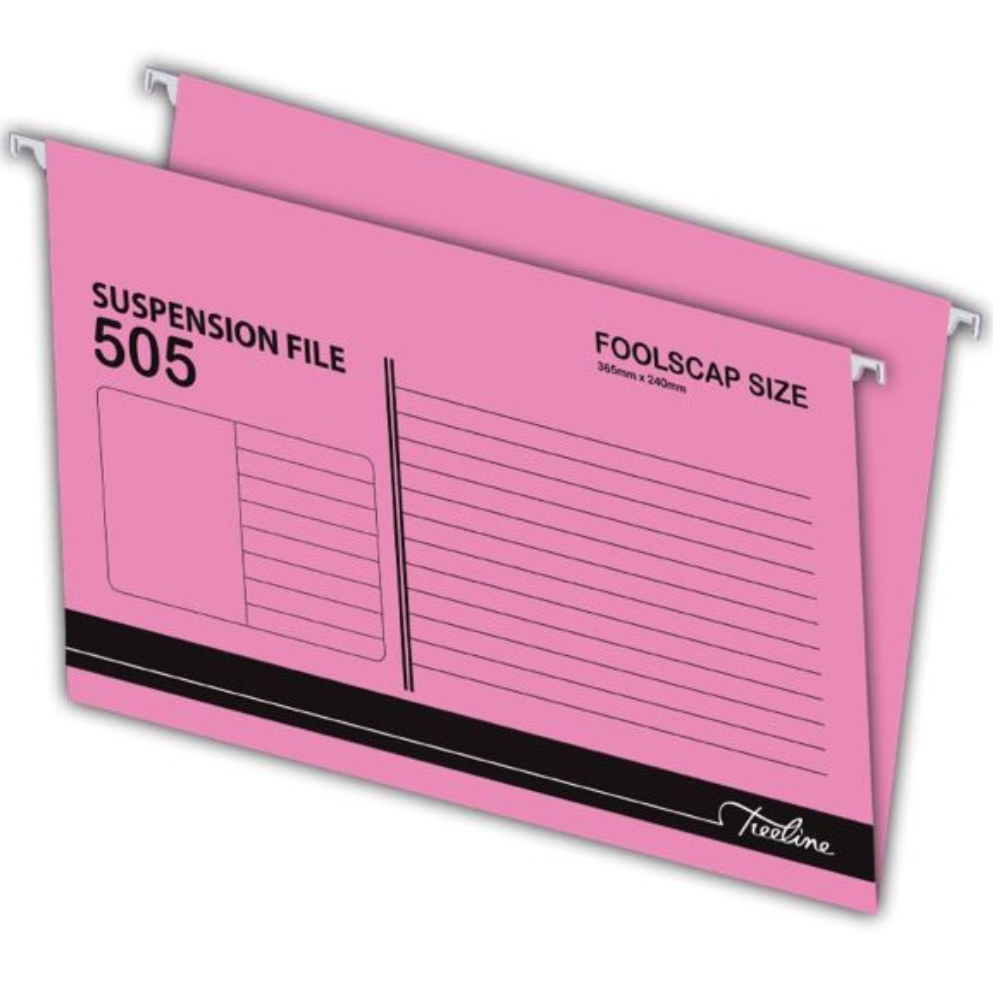 Treeline – Foolscap Suspension File, Pink Box of 25