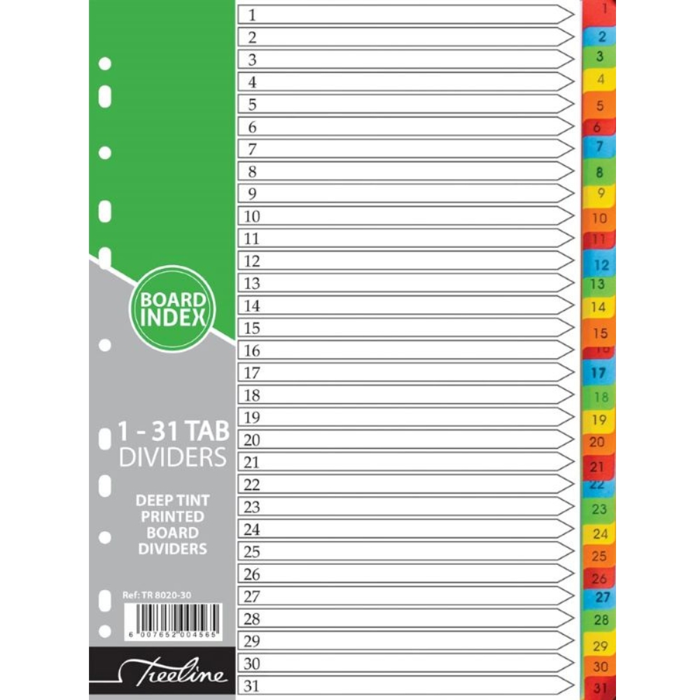 Treeline – 1 – 31 Deep Tint Assorted Board Divider Printed – Pack of 10