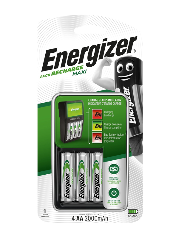 Energizer – Maxi charger with 4 x 2000 mAh AA