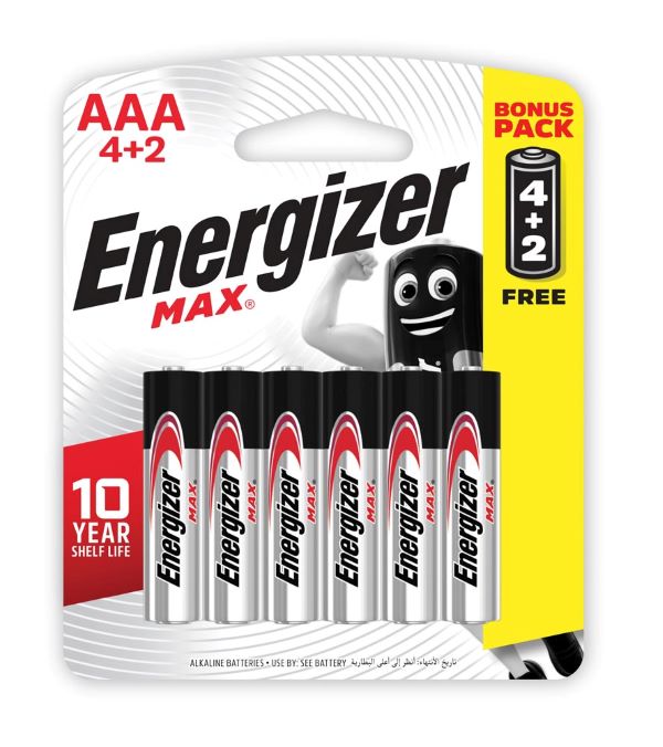 Energizer – Max Alkaline AAA Blister 6 Pack (4+2 Free)