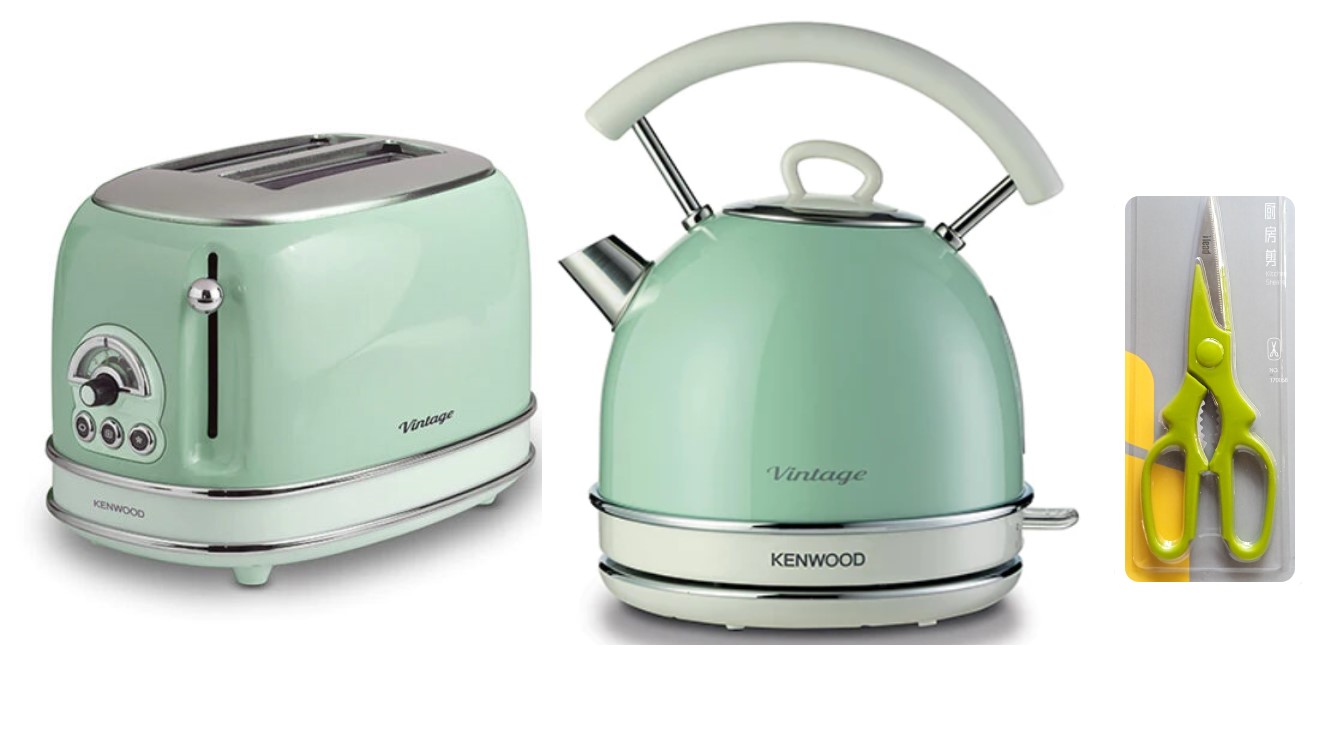 Kenwood Vintage Breakfast Pack Toaster and Kettle + Kitchen Shears