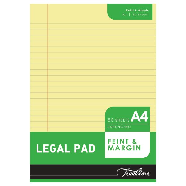Treeline – Legal Pad A4 Yellow Bond Paper, 80 Sheet ( Pack 10 )
