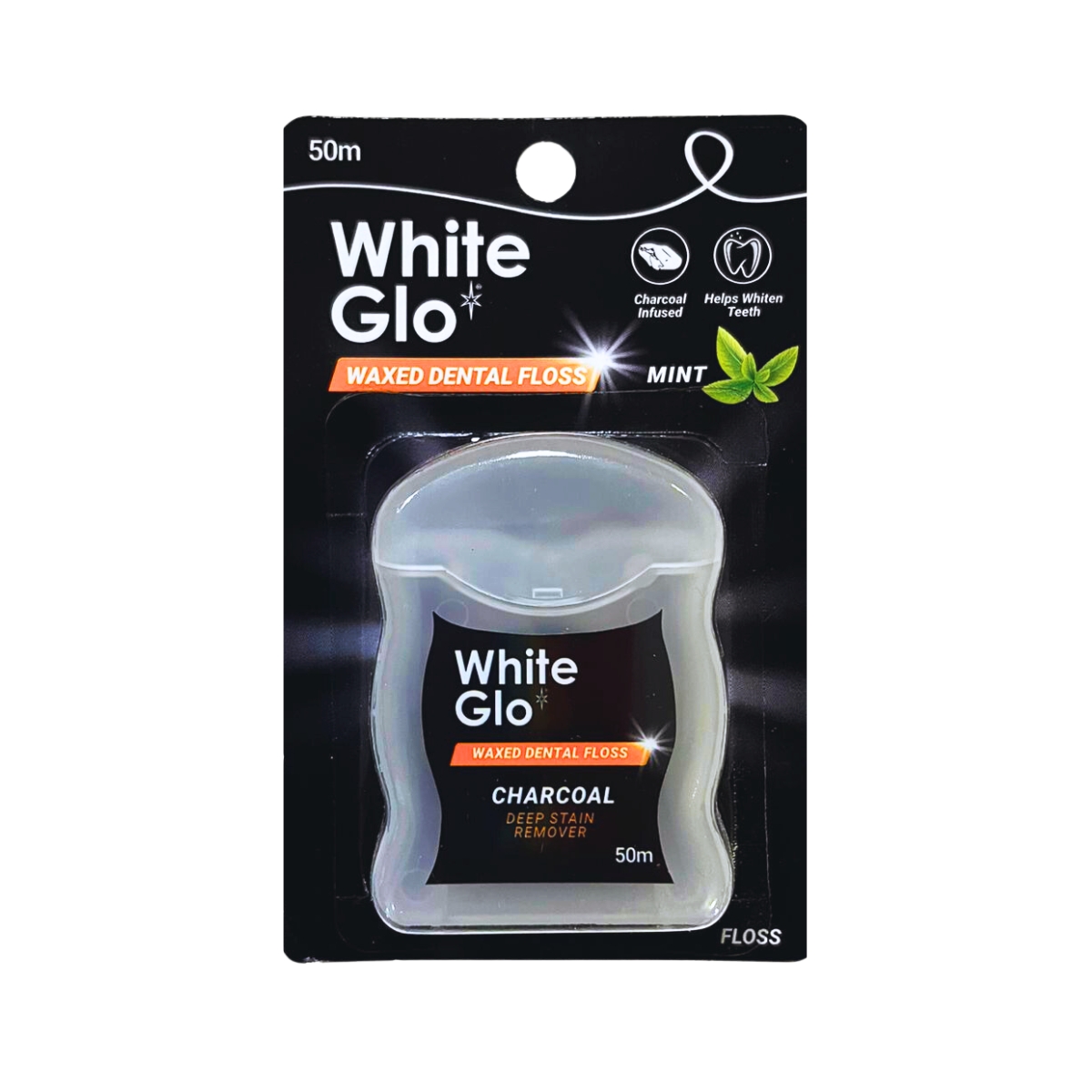 White Glo Floss Charcoal Mint
