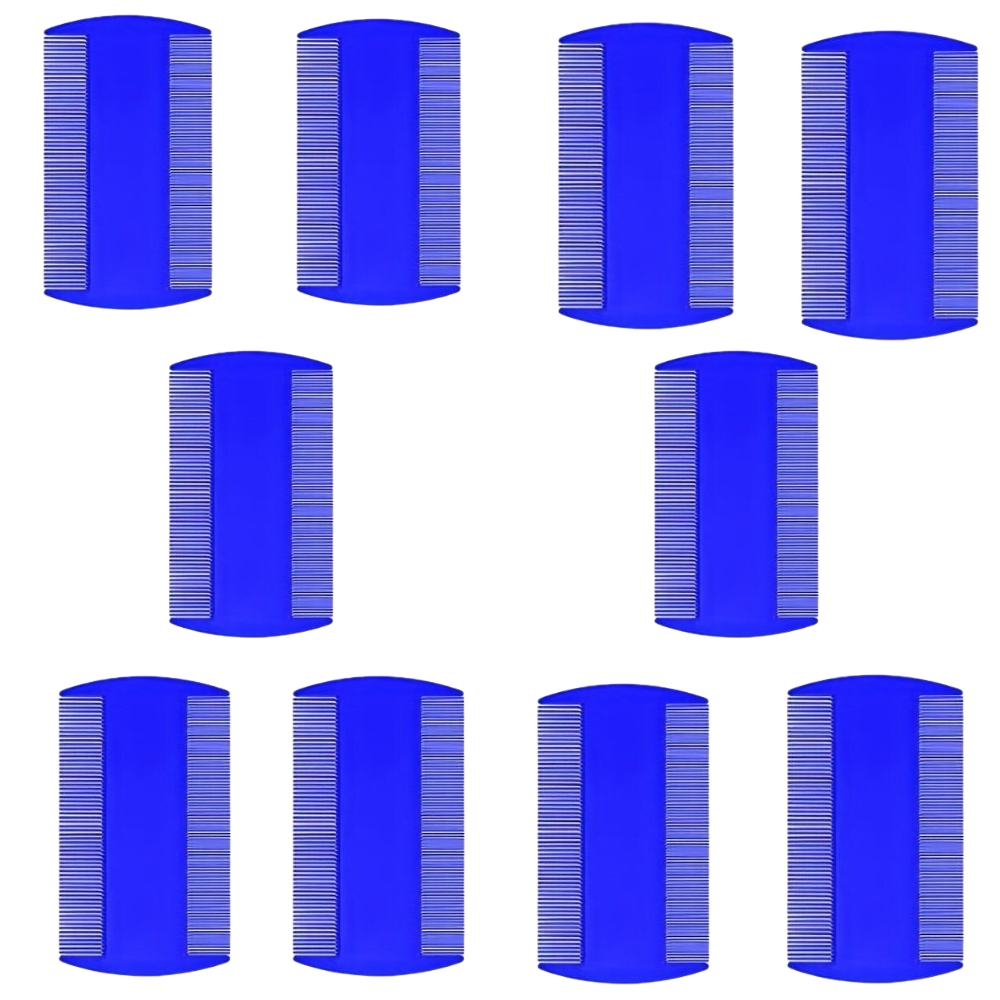 Lucky – Blue Double Sided Fine Tooth Comb, (Pack of 10)