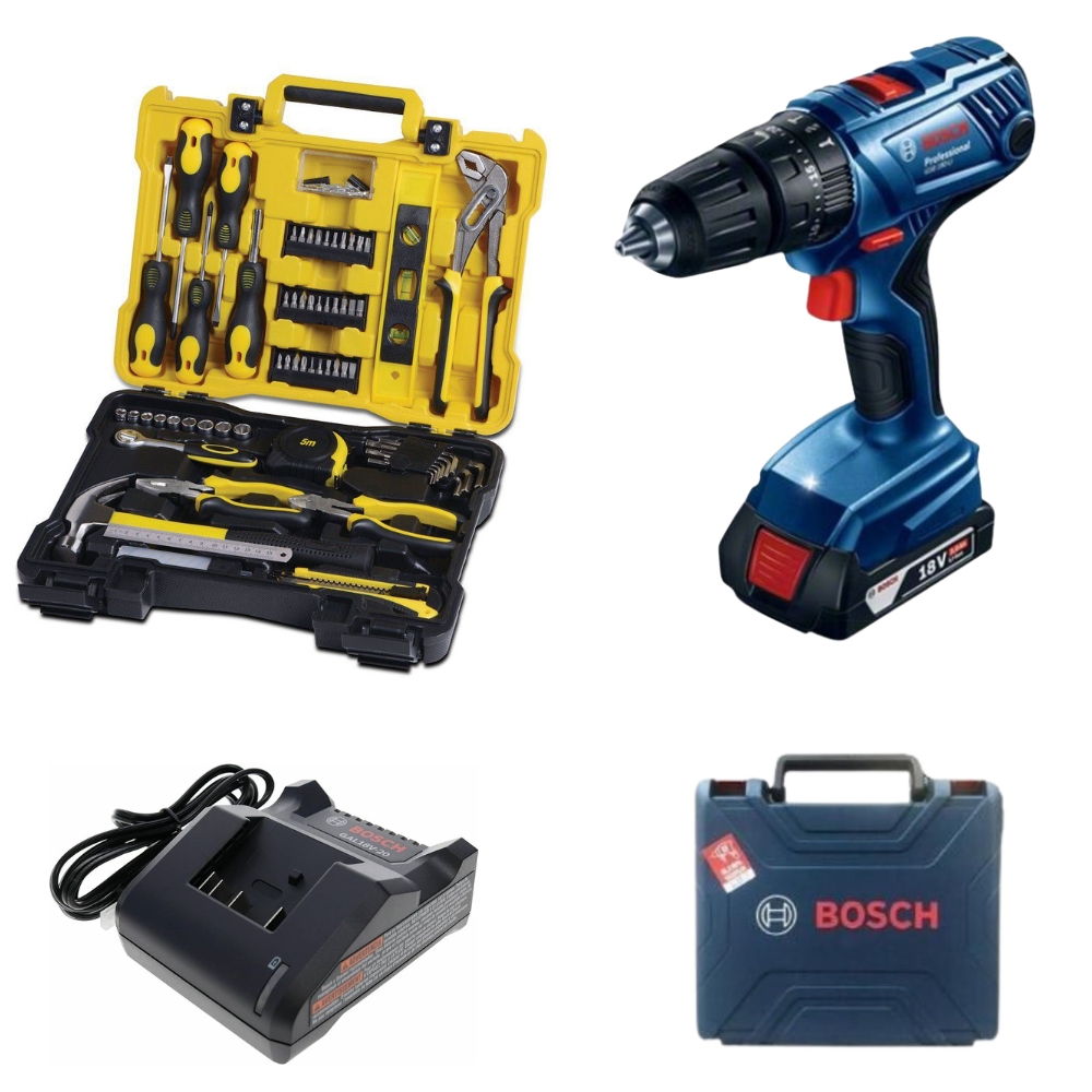Bosch – Professional 180-LI Cordless Drill Kit (18V) + 73 Piece Toolset