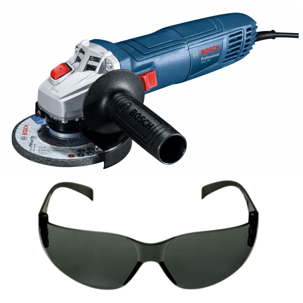 Bosch – Angle Grinder GWS 700 with Safety Eyewear Sporty Spectacles, Dark