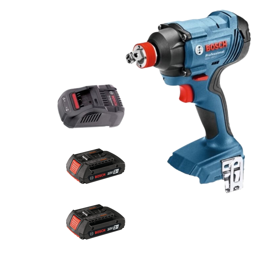 Bosch – Cordless Wrench (GDX 180-LI) Including 2x Batteries and 1x Charger