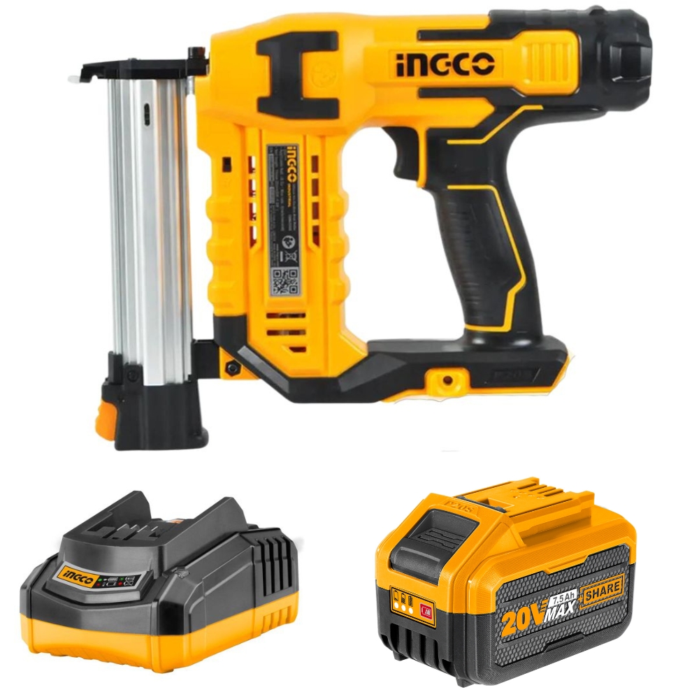Ingco – Lithium Ion Cordless Brad Nailer with Charger and Battery (7.5Ah)