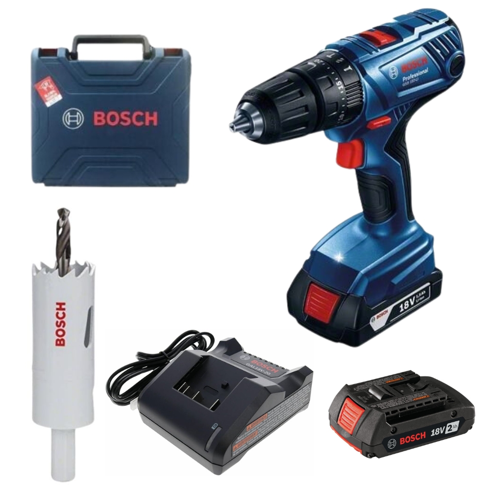 Bosch – Impact Drill Kit GSB 180-LI Kit with Metal Holesaw (25 mm)