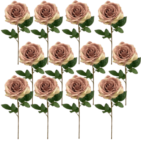 Toolhome Blossoms – Rose Full Bloom – Dusty Mauve – Pack of 12 – 64cm