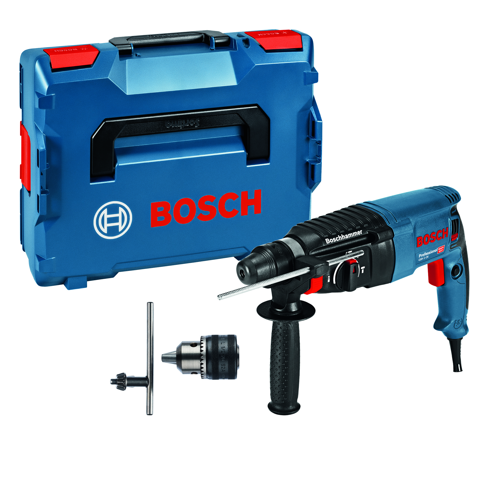 GBH 2-26 Rotary Hammer Drill & Key Chuck with Adaptor in Carrying Case